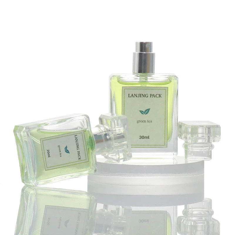 clear flat square empty glass bottle new design perfumes bottle