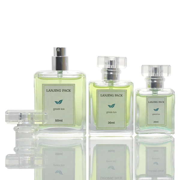 clear flat square empty glass bottle new design perfumes bottle