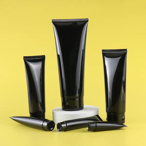 Squeeze Cosmetic Hand Cream Plastic Soft Tube Black Packaging