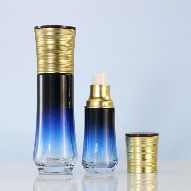 Unique Designed Cosmetic Glass Cosmetic Lotion Pump Bottle Set