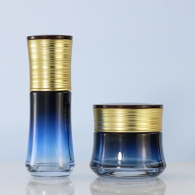 Unique Designed Cosmetic Glass Cosmetic Lotion Pump Bottle Set