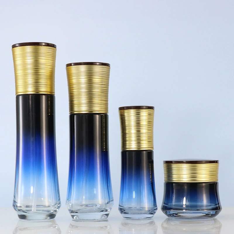 Unique Designed Cosmetic Glass Cosmetic Lotion Pump Bottle Set