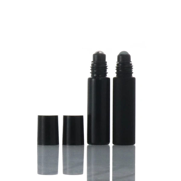 Customized wholesale 10ml matte black frosted glass roll on bottle