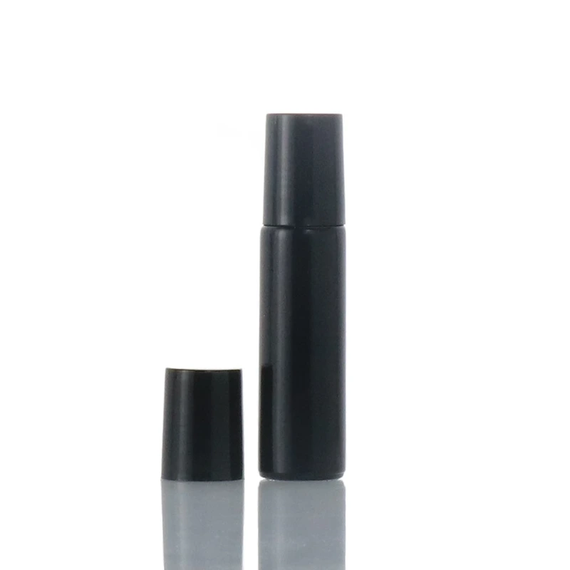 Customized wholesale 10ml matte black frosted glass roll on bottle