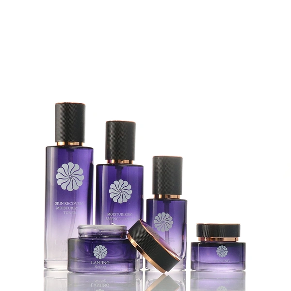 Luxury Skincare Packaging Glass Face Cream Jar And Bottle Set