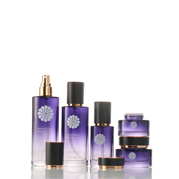 Luxury Skincare Packaging Glass Face Cream Jar And Bottle Set