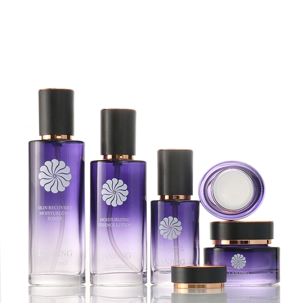 Luxury Skincare Packaging Glass Face Cream Jar And Bottle Set
