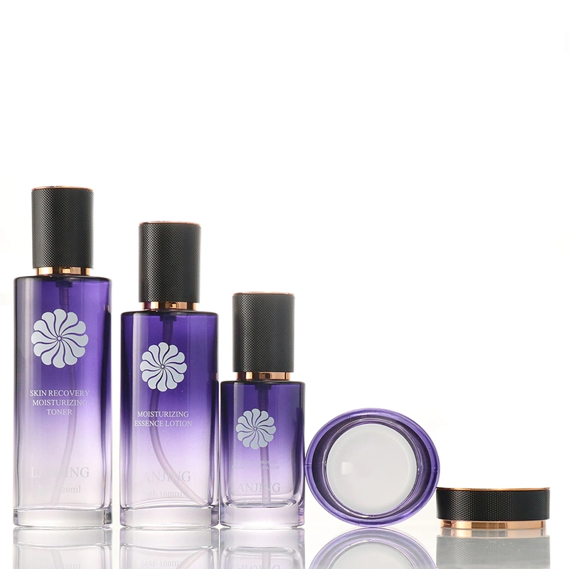 Luxury Skincare Packaging Glass Face Cream Jar And Bottle Set