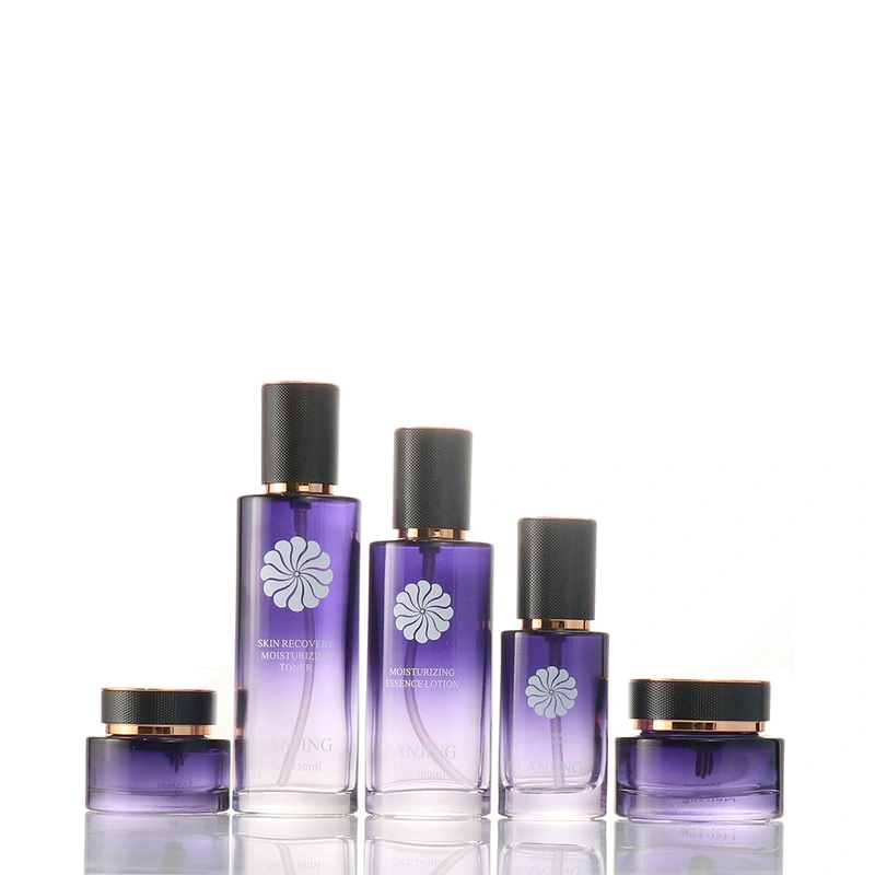 Luxury Skincare Packaging Glass Face Cream Jar And Bottle Set