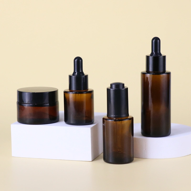 Luxury  Amber Skincare  Face Cream Lotion Glass Dropper Bottle