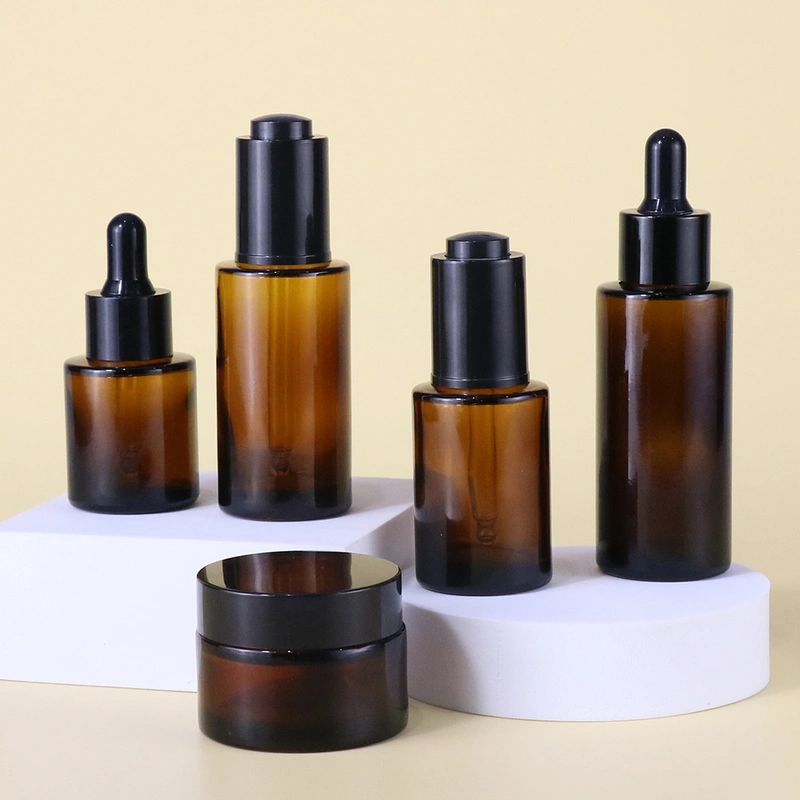 Luxury  Amber Skincare  Face Cream Lotion Glass Dropper Bottle