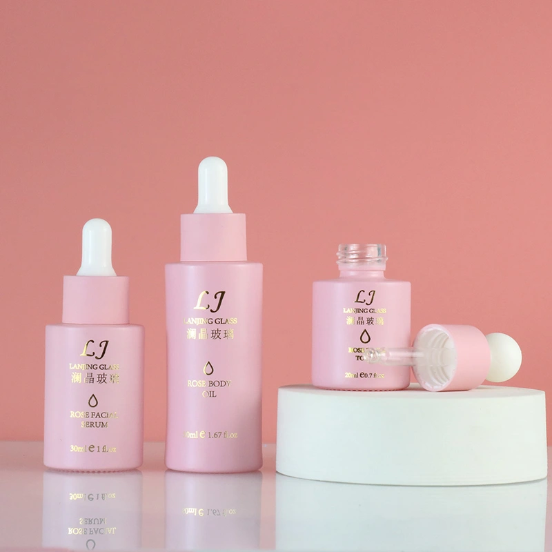 Wholesale Pink Frosted Cosmetic Packaging Set 