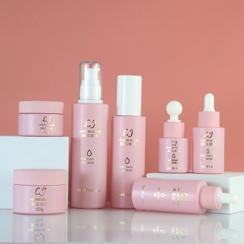 Wholesale Pink Frosted Cosmetic Packaging Set 