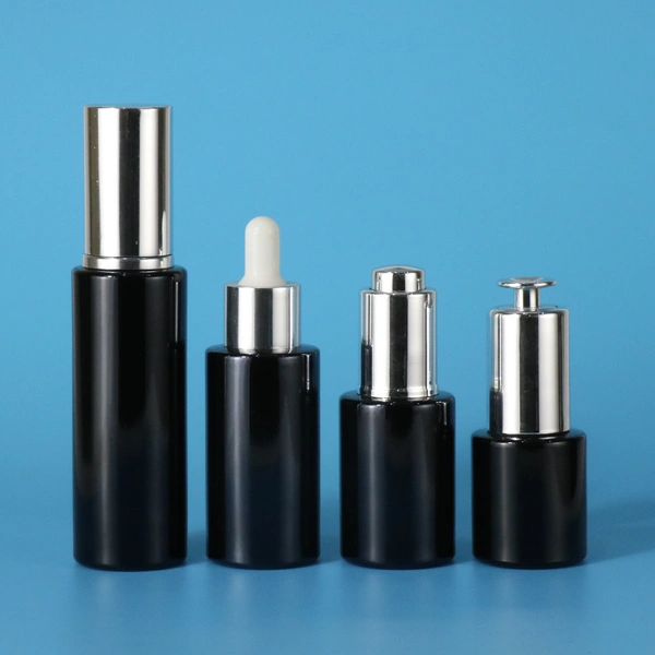 Wholesale 20ml 30ml 40ml 60ml round black olive oil bottle glass