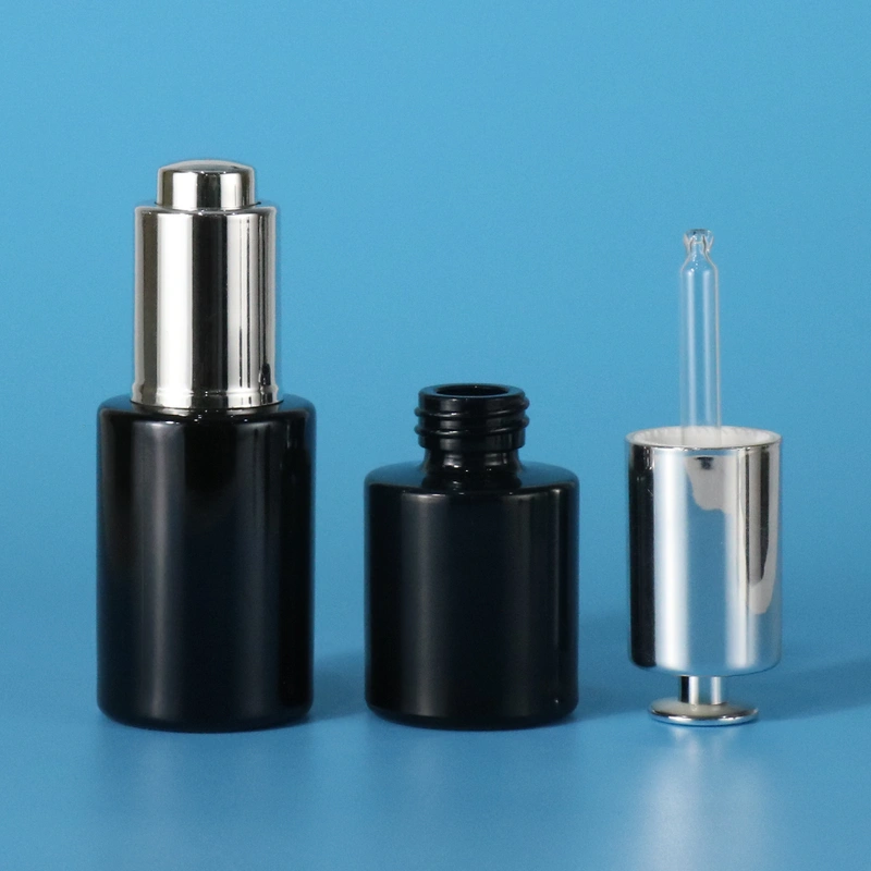 Wholesale 20ml 30ml 40ml 60ml round black olive oil bottle glass