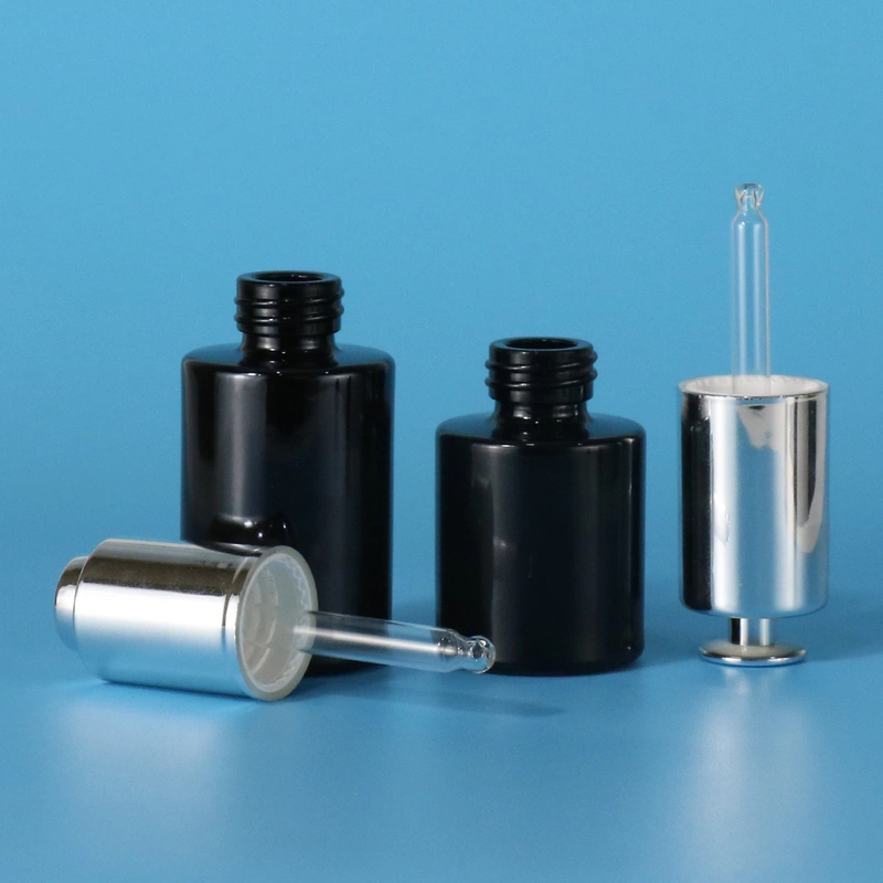 Wholesale 20ml 30ml 40ml 60ml round black olive oil bottle glass