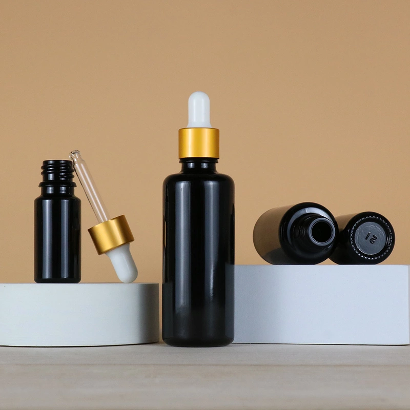  Black Beard Hair Essential Oil Serum Glass Dropper Bottle