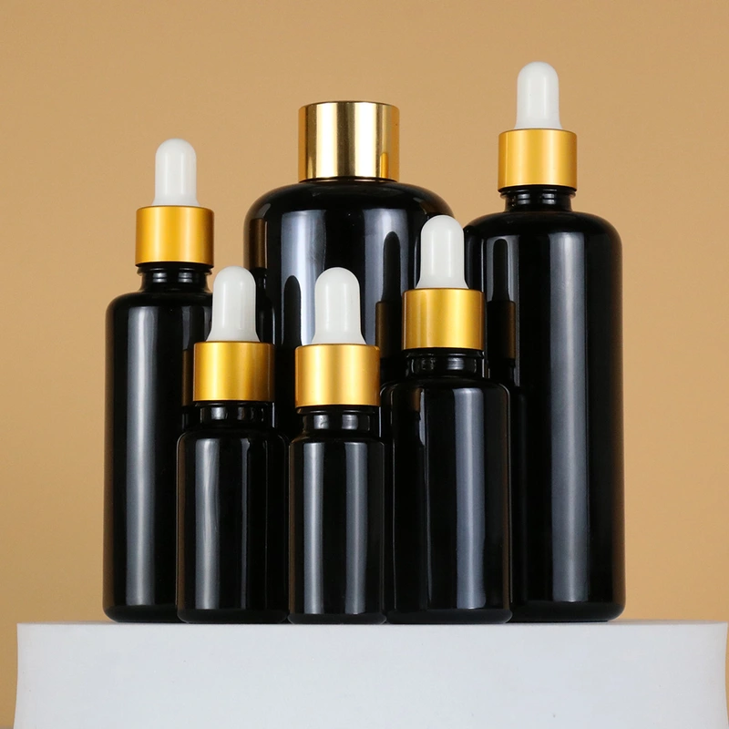  Black Beard Hair Essential Oil Serum Glass Dropper Bottle