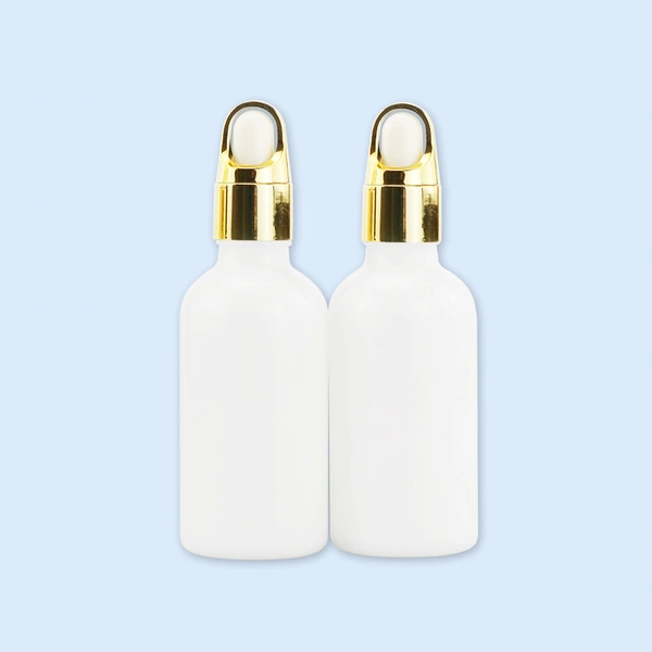 whiteware glass bottle with dropper lids