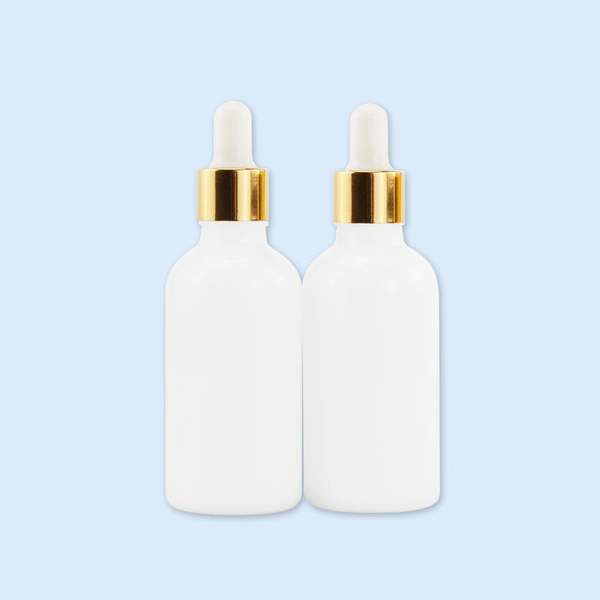 whiteware glass bottle with dropper lids
