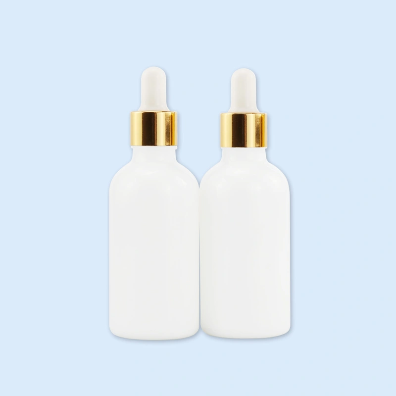 whiteware glass bottle with dropper lids