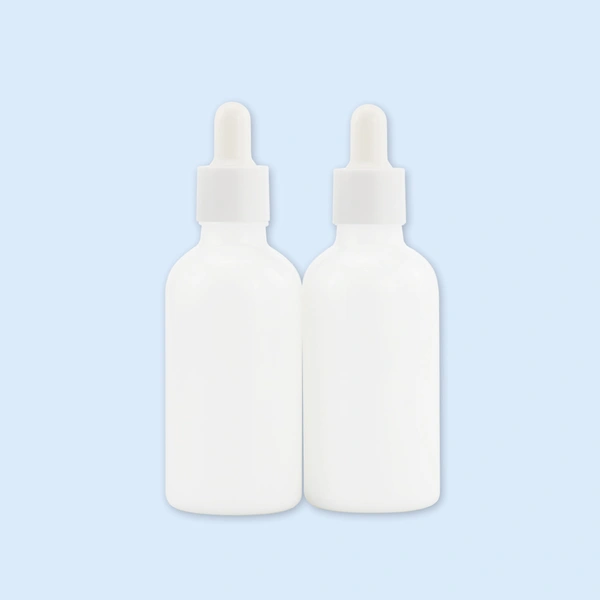 whiteware glass bottle with dropper lids