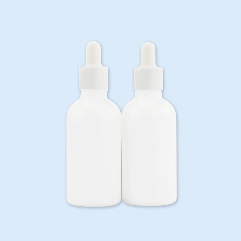 whiteware glass bottle with dropper lids
