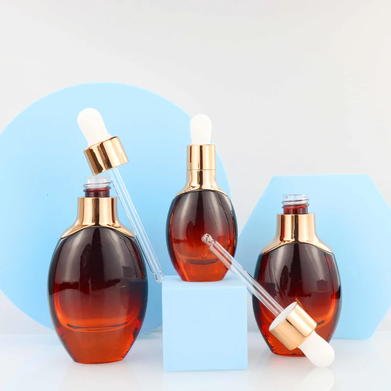 red cosmetic glass bottle set skincare packaging for cosmetic