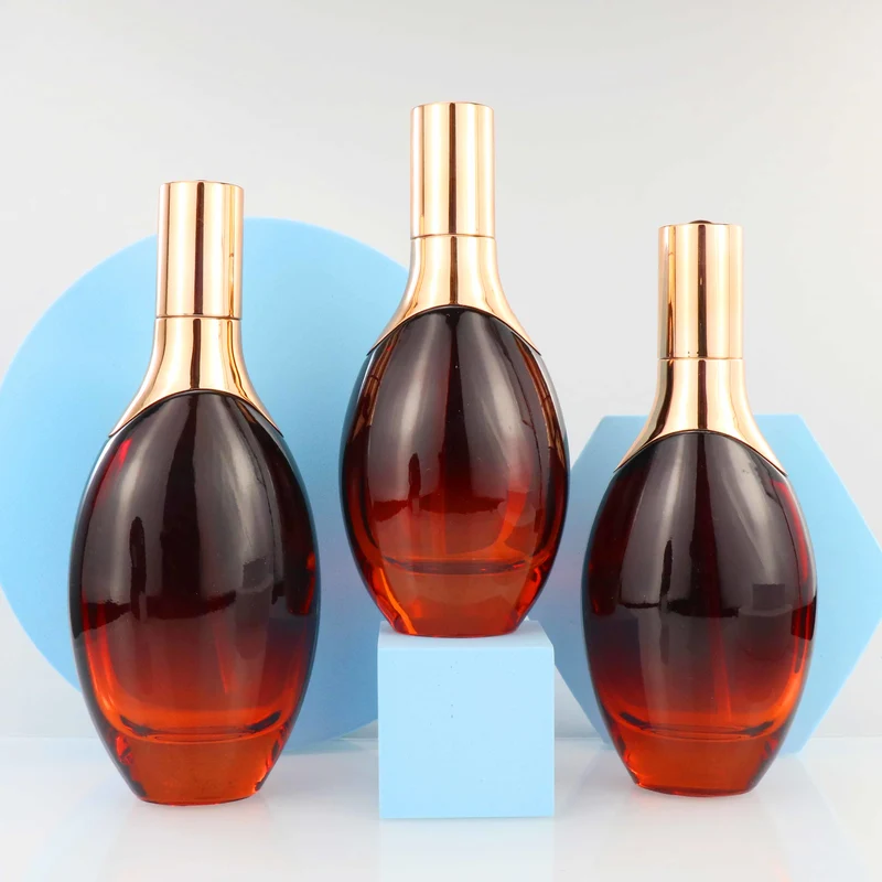 red cosmetic glass bottle set skincare packaging for cosmetic