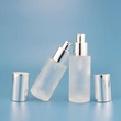 matte glass spray bottle with silver cap