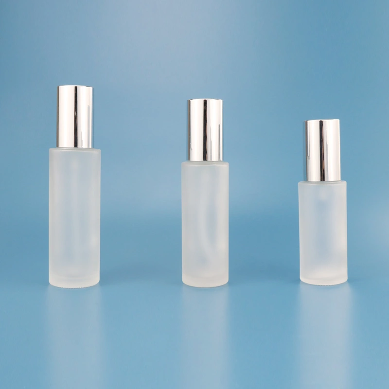 matte glass spray bottle with silver cap