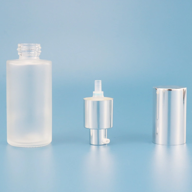 matte glass spray bottle with silver cap