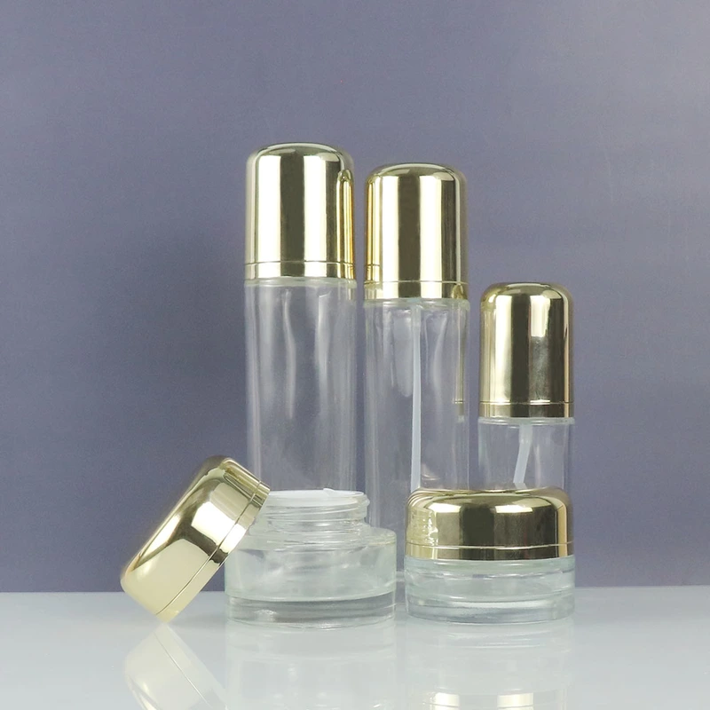 Cosmetic glass bottle set skincare cosmetic bottle packaging container