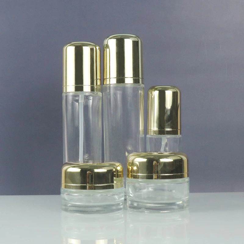 Cosmetic glass bottle set skincare cosmetic bottle packaging container
