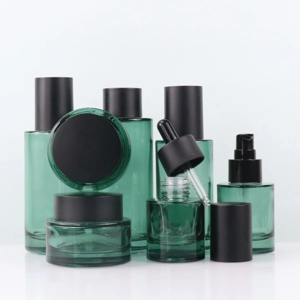 Luxury glass bottle set skincare container packaging glass bottle jar