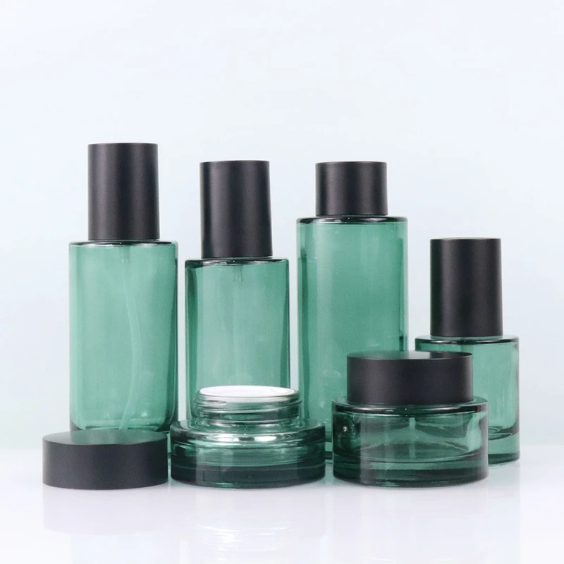 Luxury glass bottle set skincare container packaging glass bottle jar