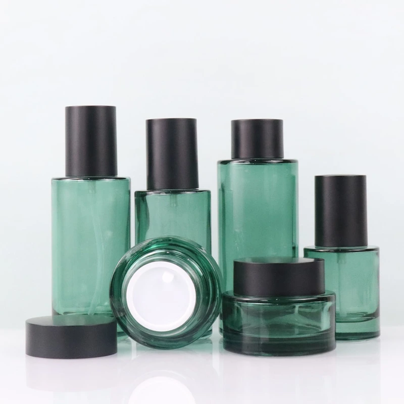 Luxury glass bottle set skincare container packaging glass bottle jar