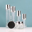 Luxury custom skincare packaging clear cosmetic glass bottle set