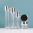 Luxury custom skincare packaging clear cosmetic glass bottle set