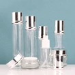 Luxury custom skincare packaging clear cosmetic glass bottle set