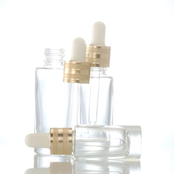 oil dropper bottle  transparent glass bottle  gold lid glass bottle
