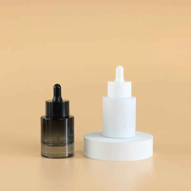 thick bottom glass  white dropper serum bottle