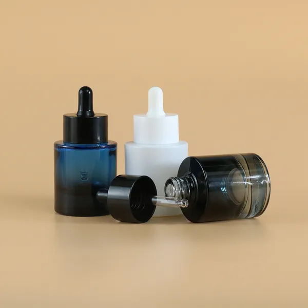 thick bottom glass  white dropper serum bottle