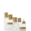 frosted glass bottle cosmetic glass oil bottle with bamboo dropper