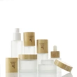 frosted glass bottle cosmetic glass oil bottle with bamboo dropper