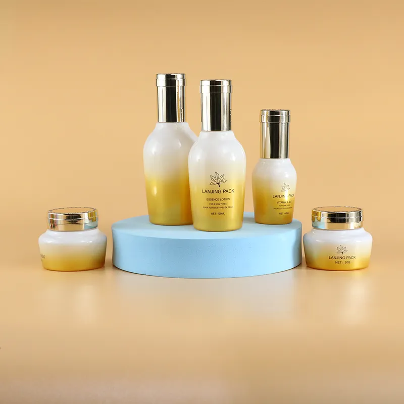 luxury glass skincare packaging lotion containers bamboo