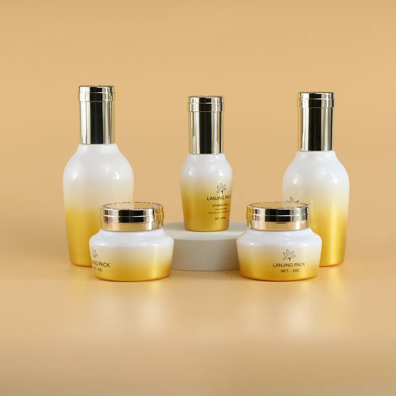 luxury glass skincare packaging lotion containers bamboo