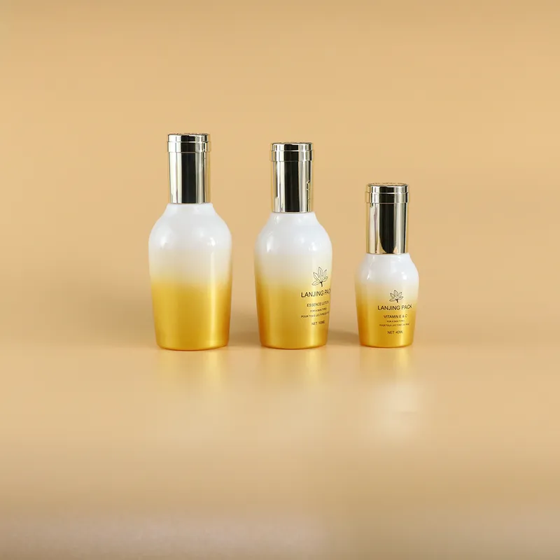 body cream jar; frosted spray bottle; luxury skincare bottle set
