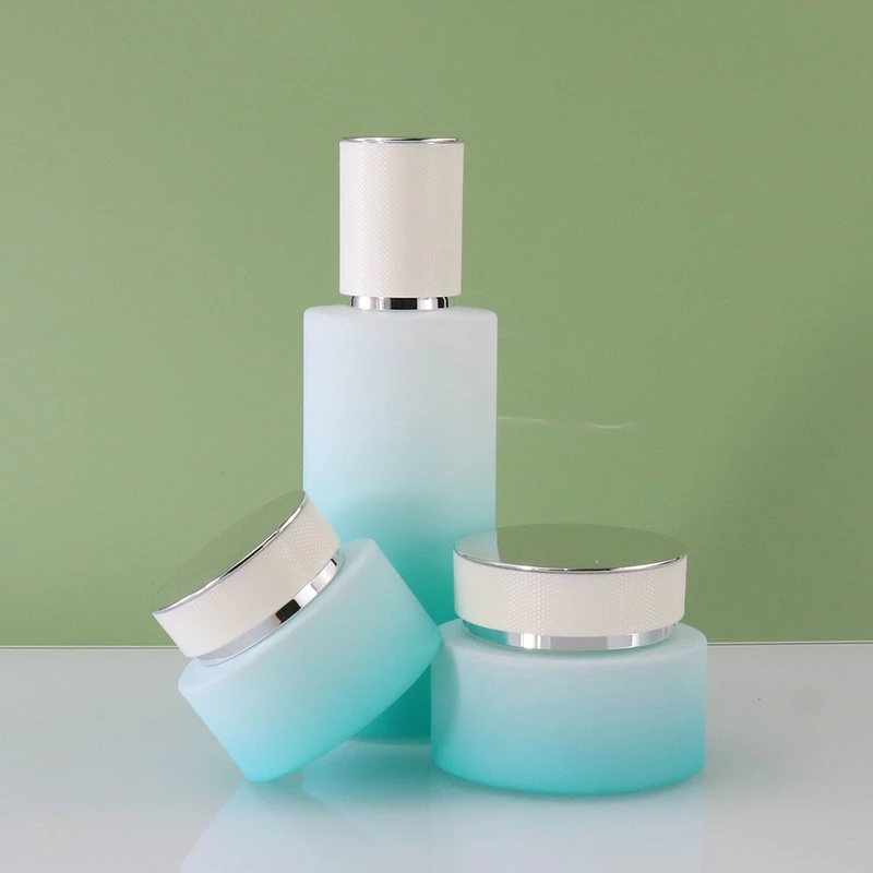 body cream jar pink cosmetic glass jars	luxury skincare bottle set