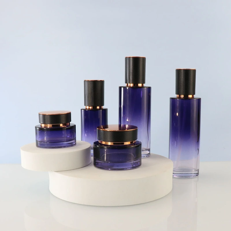 Empty Glass Cream Jar and Pump Bottle Skin Care Set 